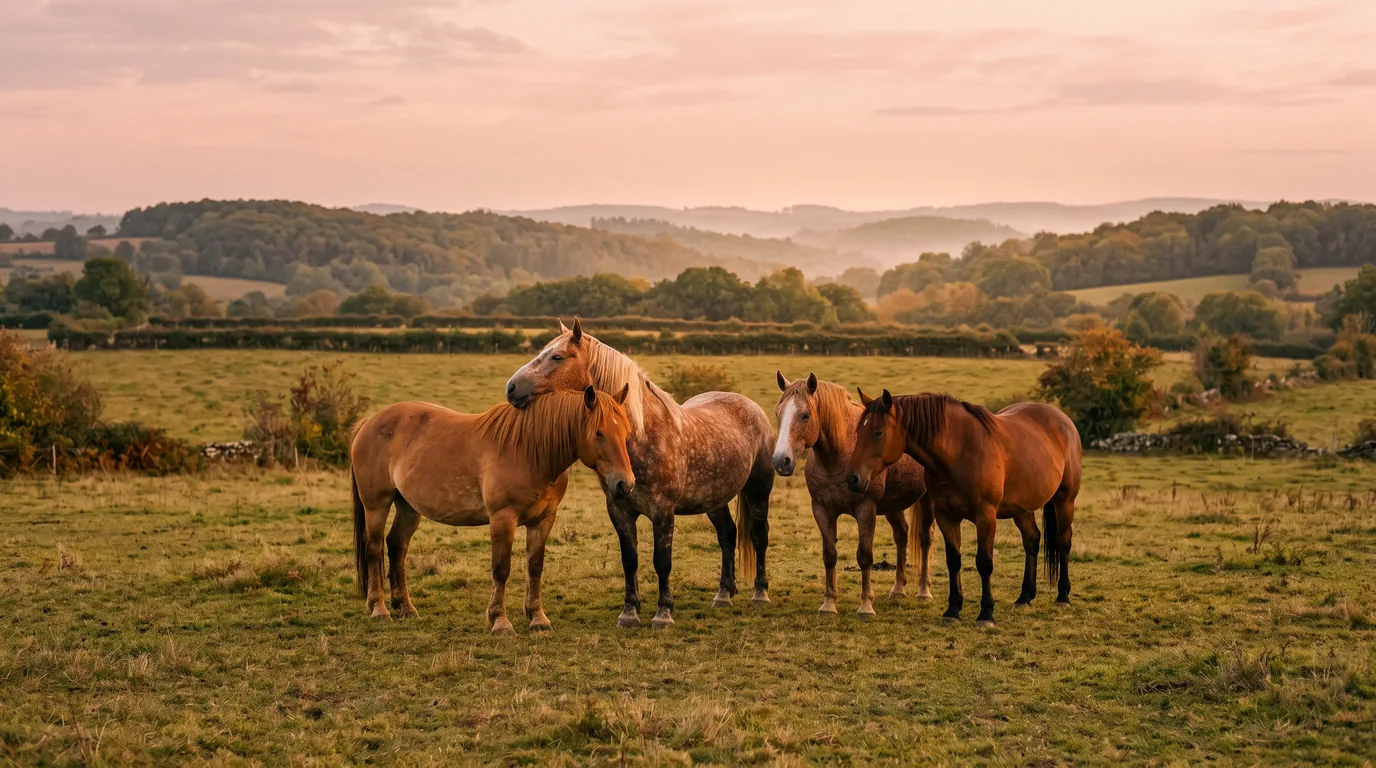 Les chevaux du Au Joyeux Bourrin en liberté, Haute-Vienne